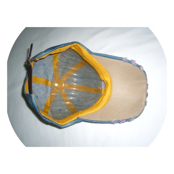 Women’s Glitzy Star & Studs Ball Cap Distressed Denim Blue Style D - Picture 3 of 4